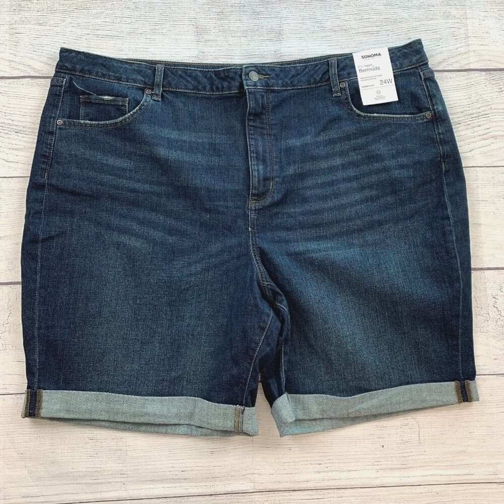 Sonoma Jean Shorts sz 24W Plus Bermuda Dark Wash Inseam 8.5" New NWT
